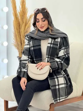 پالتو چهارخونه آستین پیله