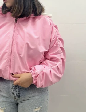 بارانی آستین چین (صورتی)