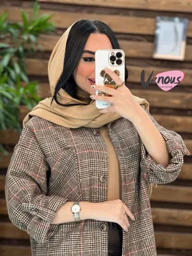 پالتو چهارخونه پشت دکمه
