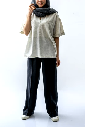 شومیز نیم قاپک دو جیب زنانه