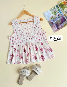 تاپ نخ کریشه گل‌دار کد 2003