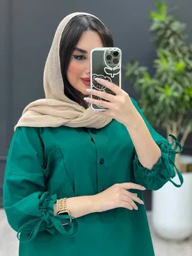 مانتو جلو بسته آستین گت دار
