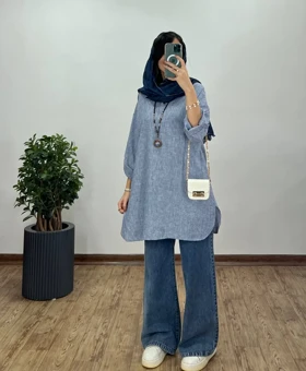 مانتو جلو بسته لینن لیانا کد 3262