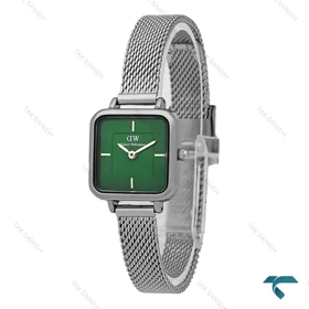 ساعت دنیل ولینگتون زنانه مربعی حصیری سیلور صفحه سبز DW-7628-L