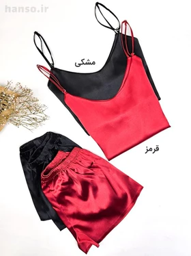لباس خواب ساتن زنانه ست تاپ و شلوارک لوندر Lavender