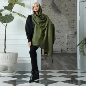 شال نخی براق منگوله‌دار نیلا 00004