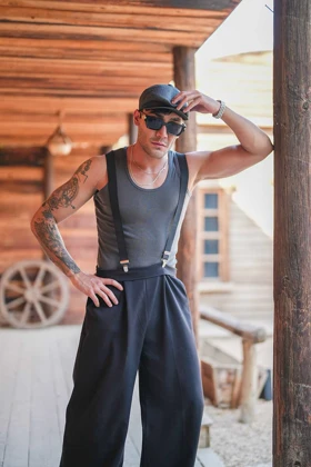 رکابی تنک تاپ ساده کوپ آیسان اسلامی طوسی تیره OLD SCHOOL