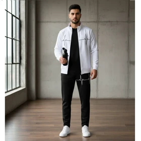 ست سویشرت شلوار مردانه سفید مدل EKO