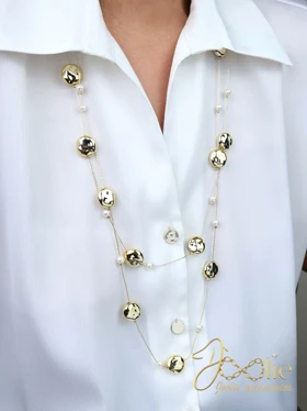 گردنبند رومانتویی دولاین مدل دفرم مروارید کد N3152