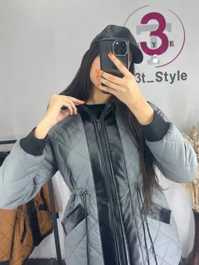 کاپشن زنانه مموری ترکیب با چرم