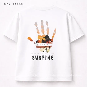 تیشرت باکسی نخ پنبه گرم دار (Surfing) | کد 1339