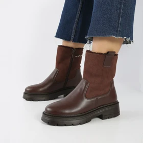 بوت و نیم بوت زنانه و دخترانه مدل بغل کش بغل زیپ رنگ قهوه ای کد M820