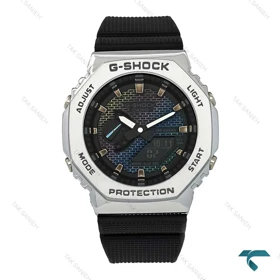 ساعت جیشاک GM2100 مردانه استیل مشکی صفحه آجری G-Shock-7531-G