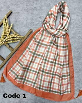 شال نخ پنبه رنگ هلویی 3582