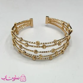 دستبند زنانه ژوپینگ طرح چند ردیفه طلایی بافت و مهره کد 4981