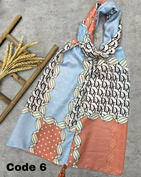 شال نخ پنبه رنگ هلویی 3582