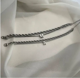دستبند ست دولاین طنابی و حروف