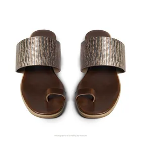 صندل اران گازولین نقره‌ای پیتون - GAAZOLIN Oran Sandals Silver Python