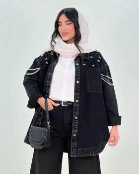 شومیز مانتویی سرشونه مرواریدی