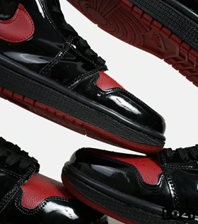 کفش کتانی مردانه و زنانه ساق‌دار مشکی قرمز ورنی NIKE jordan 1 مدل 6216
