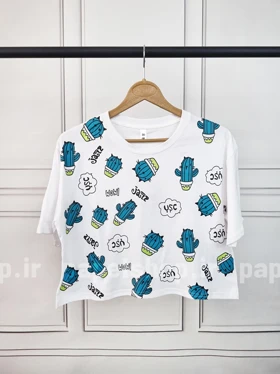 کراپ یقه گرد طرح کاکتوس