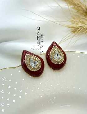 گوشواره زرشکی کریستالی