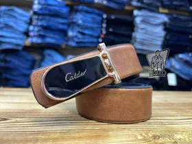 کمربند عسلی چرم CATDER