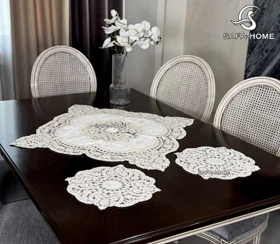 رومیزی مخمل قیطان لانا 3 تکه