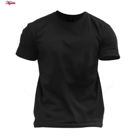 تیشرت آستین کوتاه مردانه مدل یقه گرد ساده basic رنگ مشکی
