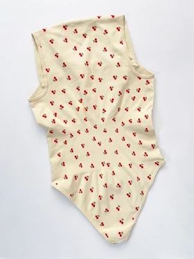 بادی سیملس یقه خشتی کرمی طرح گیلاس