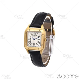 ساعت کارتیر زنانه مدل سانتوس دومونت قاب طلایی صفحه سفید 106170