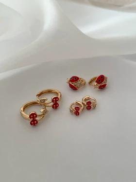 گوشواره گیلاس و کفشدوزک ژوپینگ