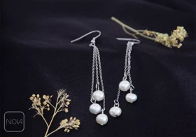 گوشواره استیل مروارید خوشه‌ای