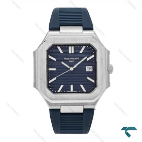 ساعت پتک فیلیپ Cubitus مردانه نقره ای بند رابر سرمه ای Patek-6928-G