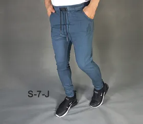 شلوار اسلش جین رنگ آبی نفتی کد S-7-J