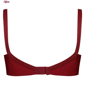 سوتین زنانه سوزنی کش باریک مدل بدون فنر زرشکی کد 5056