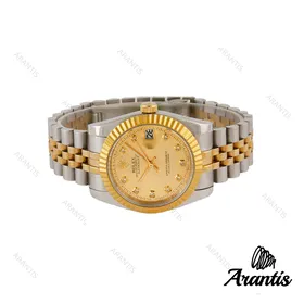 ساعت رولکس مردانه دورنگ طلایی صفحه طلایی اتوماتیک m-2535