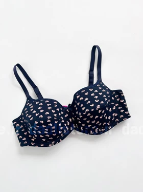 سوتین تک اسفنجی فنر دار نخ پنبه طرح قلب صورتی براگور