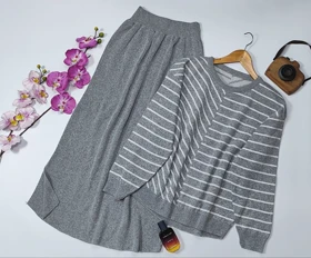 ست بلوز دامن بافت راه راه مدل شهرو کد 40183