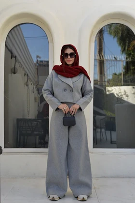 کت و شلوار فوتر رنگ طوسی کد (7126)