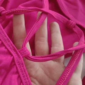 کراپ تیشرت آستین بلند زنانه مدل پشت بندی رنگ سرخابی کد 5228-609P