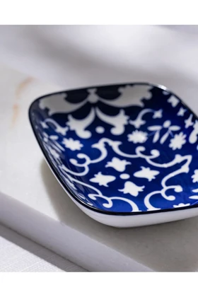 بشقاب سرو Madame Coco مدل Reve Bleu Verve Bone China - آبی/سفید