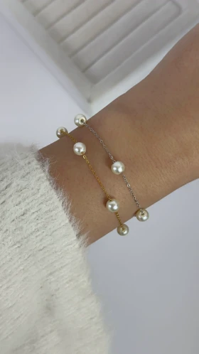 دستبند ظریف مرواریدی استیل