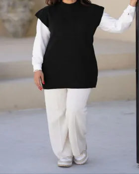 ست مانتو و سارافون بافت اکریلیک کد 344