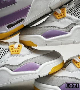 کتانی ساق‌دار زنانه سفید طوسی بنفش Nike air jordan 4