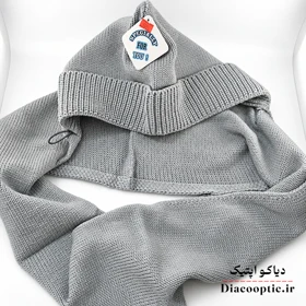 شال و کلاه یک تیکه زنانه مدل بافتنی کد 1241 (خاکستری)