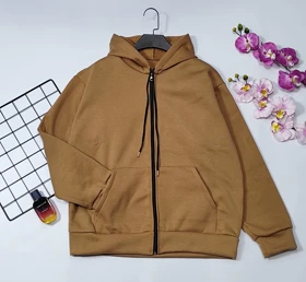 سویشرت کلاهدار داخل کرکی مدل ویانا کد 40201 (قهوه ای قد 65-68)