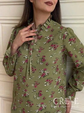 شومیز یقه فرنچ گل‌دار