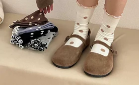 جوراب ساق‌دار لب فر خال‌خال کد 1846