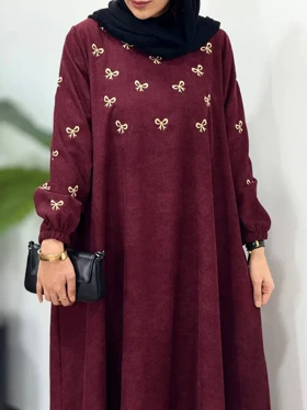 پیراهن مانتویی گلدوزی ثمن